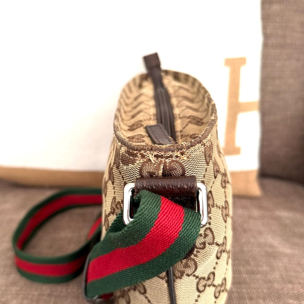 Gucci authentic brown monogram canvas crossbody bag ribbon strap small - Picture 9 of 16